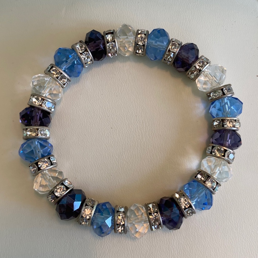 Crystal Stretch Bracelet in Blues